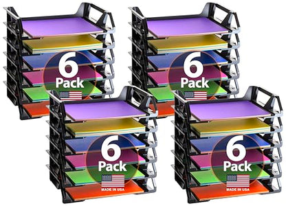 Officemate Recycled Desk Tray,Side Load,15 1/8 x 8 7/8 x 15,Letter/A4, (26212),6 Count (Pack of 4) - size: 15.6" x 5" x 10.4" (Pack of 4)