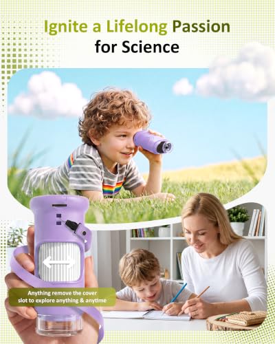 1000X Handheld Digital Microscope for Kids: Pocket Microscope for Stem Toy - color: Purple