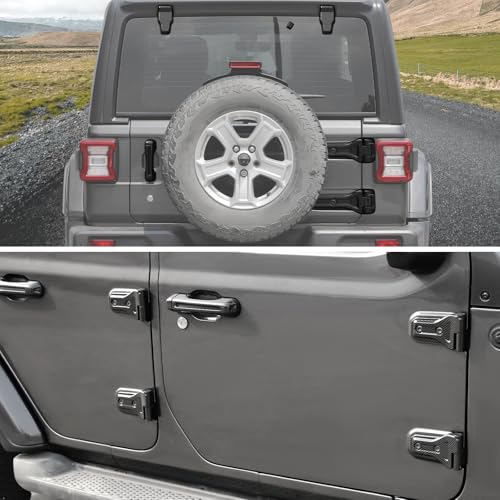 CheroCar 43PCS Full Set Exterior Trim Kit Fit for 2018-2026 Jeep Wrangler JL 4Door Carbon Fiber Door Handle,Hood Hinge,Left Right Door Hinge,Tailgate Handle,Spare Tire Bracket,Fender Vent Cover Trim - color: Black Carbon Fiber