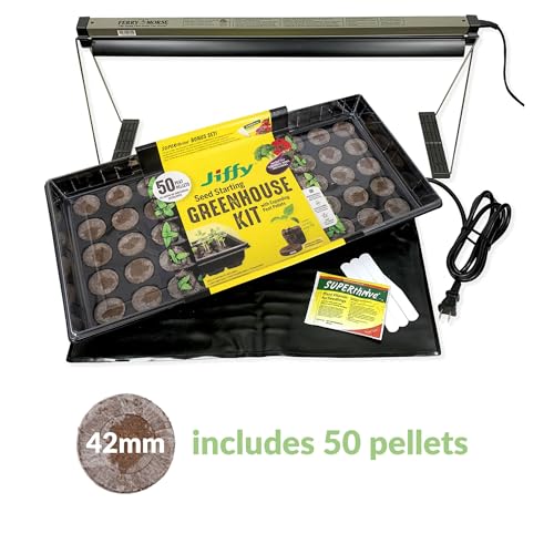 Ferry Morse Your Complete Indoor Seed Starting Kit Including Heat Mat, T5 Grow Light Fixture with 50 Cell 42mm Greenhouse - color: Complete Indoor Seed Starting Kit With 50 Cell 42mm Greenhouse
