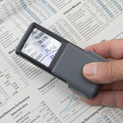Carson MiniBrite LED Lighted Slide-Out Aspheric Magnifier with Protective Sleeve (PO-55), 5X, Gray - size: Single Pack
