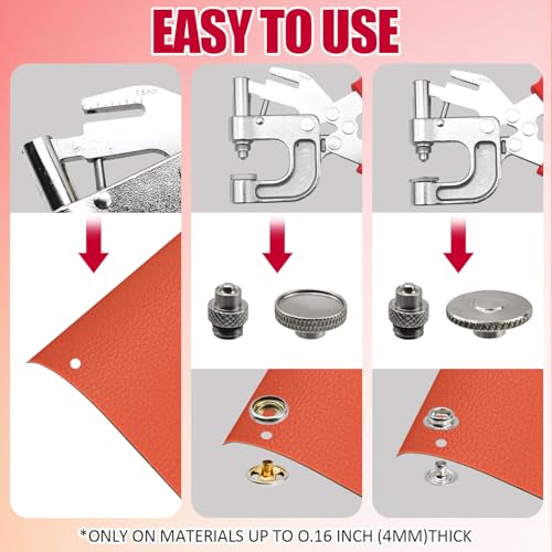 Snap Fastener Tool Kit, 4 Colors 400 PCS Boat Cover Snaps with Built in Punching Snap Installation Tool, 15 MM Canvas Snaps for Leather, Clothing and DIY Handmade