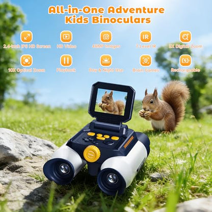 Binoculars for Kids with Night Vision - 48MP FHD Digital Camera Telescope - color: White