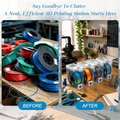4PCS 3D Filament Storage Box Kit with Temperature & Humidity Monitor