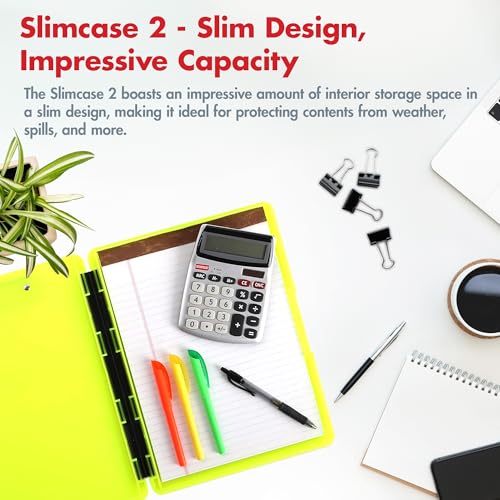 Dexas Slimcase 2 Plastic Clipboard with Storage and Side Opening, Neon Yellow, Office Supplies Clipboards to Organize, Carry and Store, A4 Holder, Style and Functionality Nursing Clipboard - color: Neon Yellow, size: 12.5" x 9.5"
