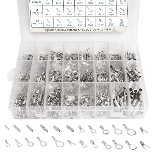 600PCS Non Insulated Ring Terminal Set Wire Crimp Connectors for Automotive