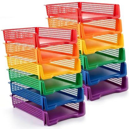 Geetery Turn in Trays Classroom, Rainbow Color, Set of 12 - color: Rainbow Color