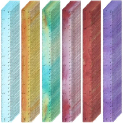 60 Pcs 12 Inch Bulk Plastic Clear Rulers, School Supplies, Oil Painting - color: Oil Painting