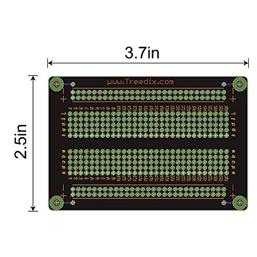 Treedix 4 pcs Universal Board Solderable BreadBoard PCB Prototype Shield Board Double Sided Tinned Gold Plated Holes Compatible with Arduino Kit Raspberry Pi Shield Prototyping and Testing (Mode 2)