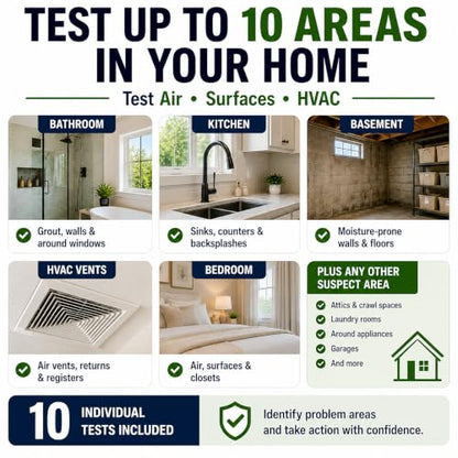 Mold Test Kit for Home by Evviva Sciences - Black Mold Test Kit w/Optional Lab Analysis (Extra Fee) - Mold Air Test Kit - 10 Easy Detection Tests for Indoor Air, HVAC & Surfaces - DIY Mold Detector
