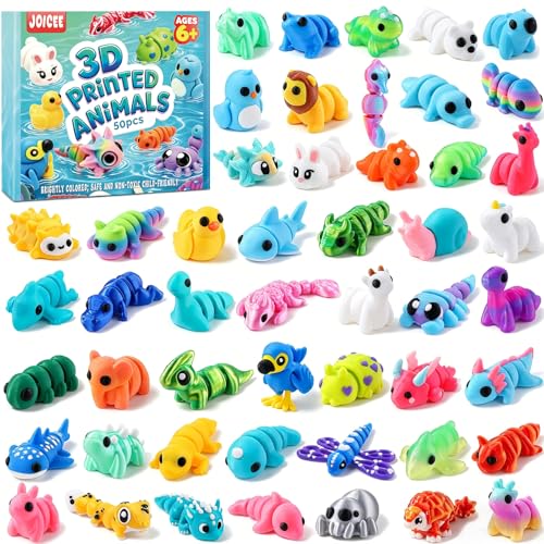 50Pcs Mini 3D Printed Animals Articulated Flexible 3D Printed Fidget Toys - color: Sky Blue