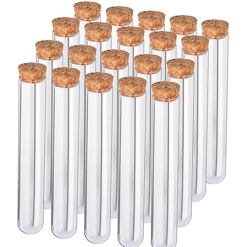 20Pcs Clear Plastic Test Tubes,25x160mm 50ml, Good Seal for Jewelry Seed Beads Powder Spice Liquid Storage, Lab Use or Decoration - size: 20pcs*50ml(25x160mm)