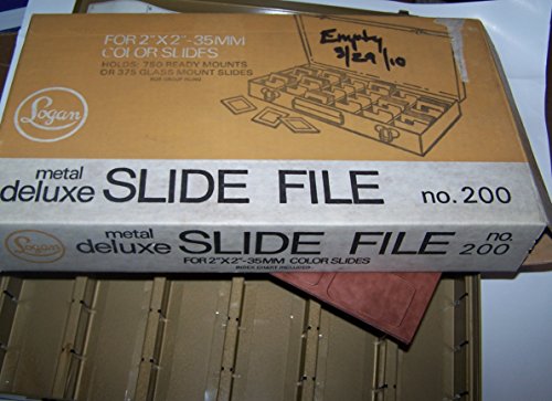Logan Electric Slide File, Archival Metal Storage Box Holds 750 2x2 Mounted Slides in Movable Dividers.