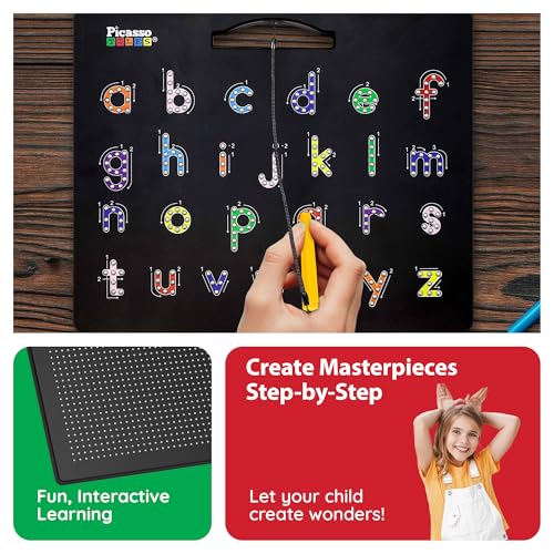 PicassoTiles 2-Pack Magnetic Drawing Board, Letter Board Freestyle STEM Toy - style: 2pk 4in1 Alphabets, Num& Free