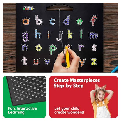 PicassoTiles 2-Pack Magnetic Drawing Board, Letter Board Freestyle STEM Toy - style: 2pk 4in1 Alphabets, Num& Free