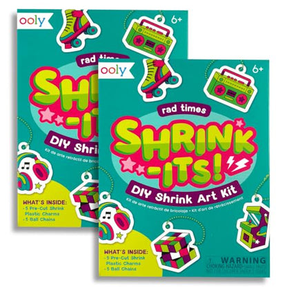 Ooly DIY Mini Shrink Art Charms Kit, 20 Pc - Rad Times - color: Rad Times - 2 Pack