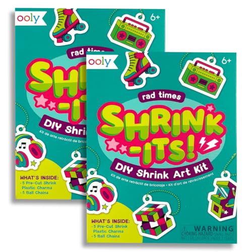 Ooly DIY Mini Shrink Art Charms Kit, 20 Pc - Rad Times - color: Rad Times - 2 Pack