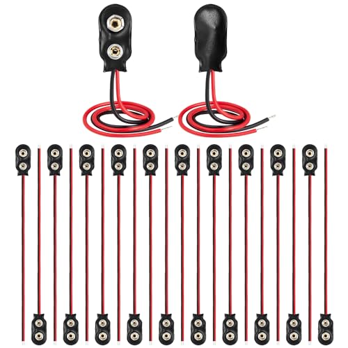 CHANZON 9v Battery Clip Connector I-Type Leather Housing Holder and Bare Lead UL Wire Pack of 20pcs kit for Arduino,LED Strip - color: 1)I-type Pigtail Leather 20pcs