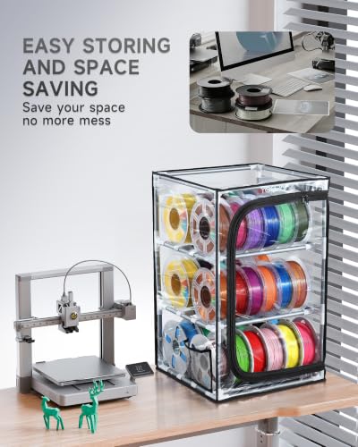 YOOPAI 3D Printer Filament Storage Box, 3-Tier Filament Storage Rack with Transparent Dust Cover, Holds Up to 30 1KG Spools, Filament Organizer and Spool Holder for PLA PETG ABS TPU, Workshop Studio