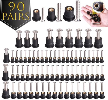 WEDAMER 90 Pairs M4 M5 M6 Neoprene Well Nuts Kit Rubber Well Nuts for Kayak - color: M4/M5/M6 Each 30 Pairs