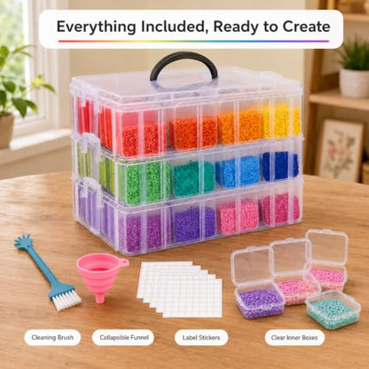 3-Tier Stackable Bead Organizer, 84 Grids Craft Storage Box - color: 3-Tire Bead Organizer
