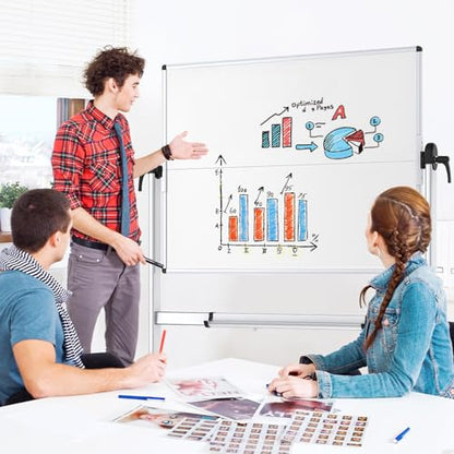VIZ-PRO Rolling Whiteboard, 48" x 36" Mobile White Board with Stand - size: 48"W x 36"H