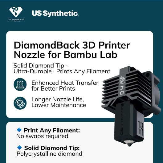 Diamondback Nozzles – Bambu Lab P1 Series Compatible (P1P / P1S) Complete Hotend Assembly – Solid Diamond Tip 3D Printer Nozzles, Improved Extrusion, Any Filament, Long Life, Wear Resistant (0.8mm) - size: 0.8mm