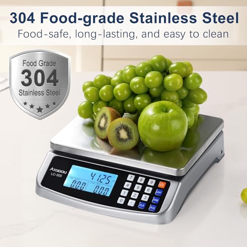 Atogou 110lb Food Scale, Commercial Kitchen Scale with Price Computing - style: Silver 110lb/50kg