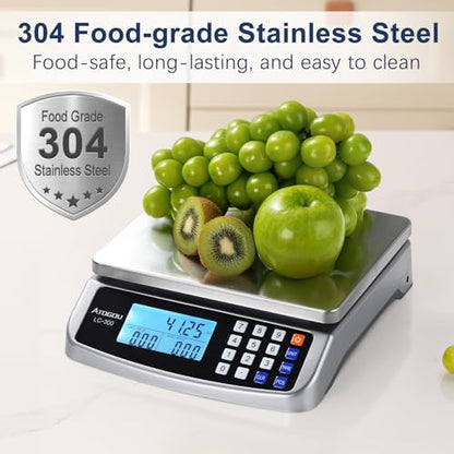 Atogou 110lb Food Scale, Commercial Kitchen Scale with Price Computing - style: Silver 110lb/50kg