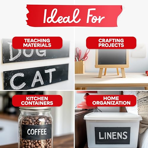 XFasten Black Chalkboard Tape Removable, 2-Inch x 30-Foot, Black, Smudge Resistant Sticky Chalkboard Label Duct Tape - size: 2-Inch x 30-Foot