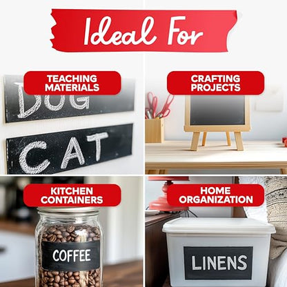 XFasten Black Chalkboard Tape Removable, 2-Inch x 30-Foot, Black, Smudge Resistant Sticky Chalkboard Label Duct Tape - size: 2-Inch x 30-Foot