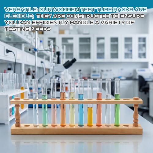 1 Pcs Wooden Test Tube Rack Accommodates 12 Tubes up to 22mm Diameter Laboratory Wood Construction Test Tube Holder