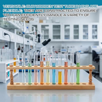 1 Pcs Wooden Test Tube Rack Accommodates 12 Tubes up to 22mm Diameter Laboratory Wood Construction Test Tube Holder