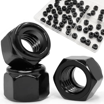 ZQZ 1/4-20 Stainless Steel Nylon Lock Nuts,65Pcs Nylock Insert Nut Black304 - color: Black, size: SAE 1/4-20; 65pcs