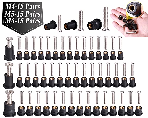 WEDAMER 45 Pairs M4 M5 M6 Neoprene Well Nuts Kit Rubber Well Nuts for Kayak - color: M4 M5 M6 each 15 Pairs