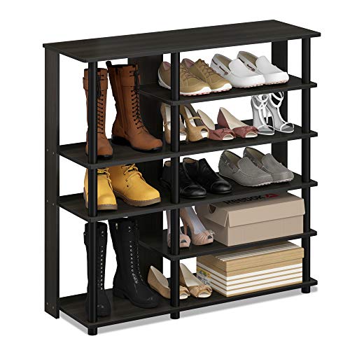 Furinno Turn-N-Tube Multi Storage Shoe Rack, 35.2"W 6-Tier, Espresso/Black,17082EX/BK - color: Espresso/Black, size: 6-Tier, 35 Inch