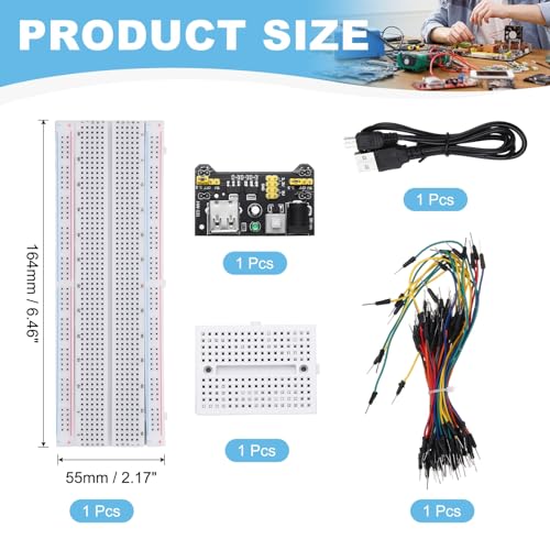 MECCANIXITY Breadboard Kit w/Power Supply Module 830 Tie-Points Breadboard
