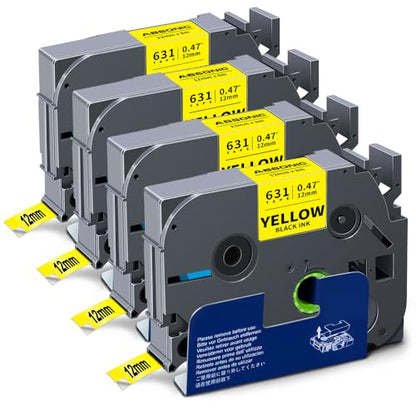 Tz-631 12mm 0.47" Black on Yellow Label Tape Compatible for Brother TZe-631 - color: Black on Yellow