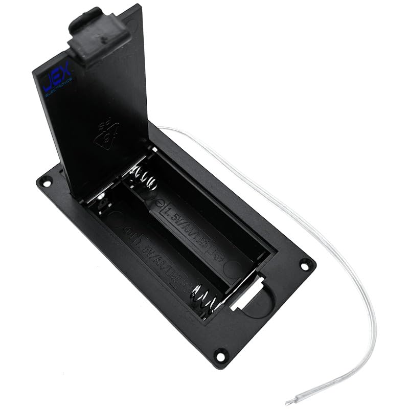 Twin/2X/Two AA Panel Mount Recessed Battery Holder Case Box 2.4V/3V with Repeating 8 Hour Timer Power Switch & Bare Wire Ends
