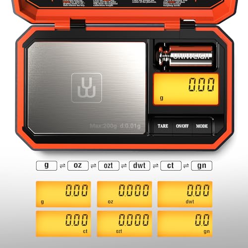 UNIWEIGH Digital Pocket Scale 200g/0.01g Precision Digital Scale Grams - color: Orange