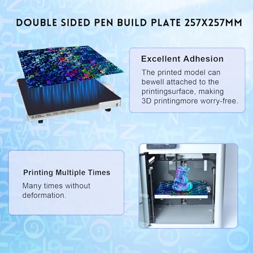 Smooth Holographic Pen Build Plate for Bambu Lab X2D/A1/X1C/X1/X1E/P1S/P1P/P2S 256x256mm Digit+Letter Pattern Flexible Spring Steel Build Plate for Bambu Lab 3D Printer Platform - color: PEN(Digit+Letter)