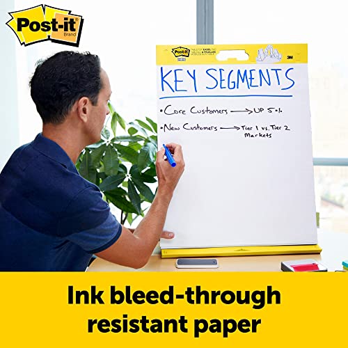 Post-it Super Sticky Portable Tabletop Easel Pad w/ Dry Erase Panel, Great for Virtual Teachers and Students, 20x23 Inches, 20 Sheets/Pad, 1 Pad, Built-in Stand (563DE)