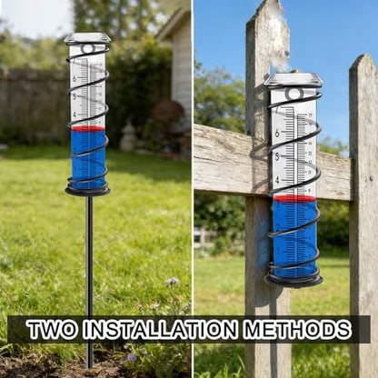 JMBay Upgrade Rain Gauge, Detachable Spiral Rain Gauge Outdoor, Rain Measure Gauge for Yard, Large Number Rain Water Meter, Thickened Plastic Rain Gauge with Stake and Metal Frame for Patio,Lawn - color: 3-section Spiral Rain Gauge