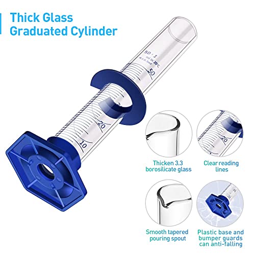 5PCS Graduated Cylinder Measuring Cylinder Thick Glass Lab Cylinders Glass Graduated Cylinder Glass Measuring Cylinder(50ML)