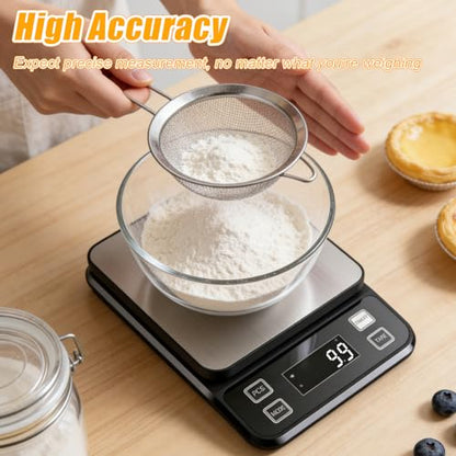Waterproof Kitchen Scale, 5kg/11lb Food Scale Precisely Measures Grams and Ounces for Baking and Cooking, Stainless Stee Digital Scale with LCD Display Backlight for Food - style: Battery / 11lbs