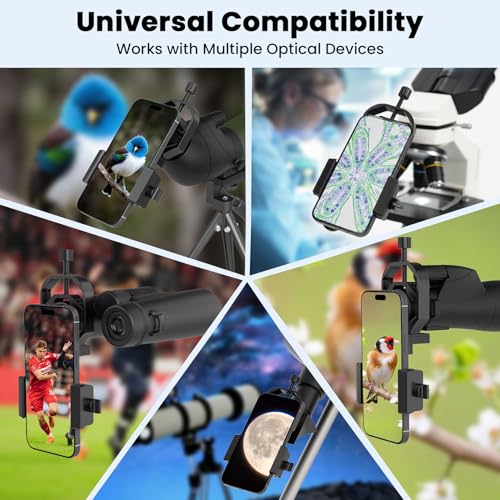 3-Axis Spotting Scope Phone Adapter & Telescope Phone Mount, Universal Spotting Scopes Phone Mount for Astronomy Binoculars & Spotting Scope, Fits 30-57mm Eyepieces