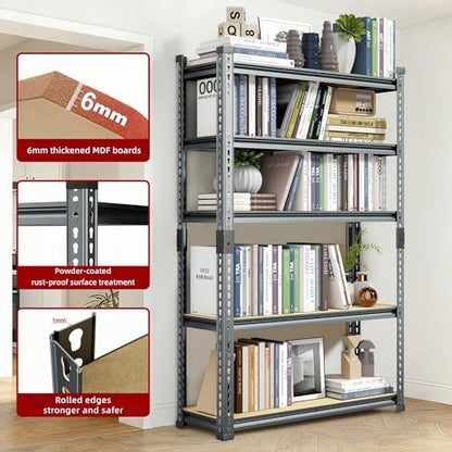 Garage Storage Shelves 46" W x 20" D x 72" H, 3000 LBS Heavy Duty Shelving Unit 5-Tier Adjustable, Extra Wide Boltless Metal Storage Rack for Garage Warehouse Basement - size: 48''W x 20''D x 70''H