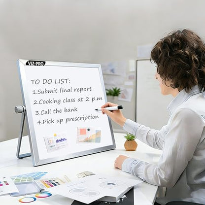 VIZ-PRO Small Desktop Dry Erase White Board with Stand, 10 x 10 Inches - size: 10"W x 10"H