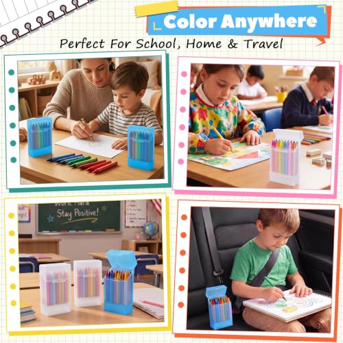 Clabby 2 Pcs 2 in 1 Plastic Crayon Box with Sharpener Holds 24, Clear,Blue - color: Clear,blue