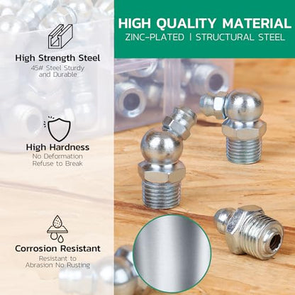OURU 165PCS Grease Fittings Assortment Kit, Metric with Wrench Kit - size: 165